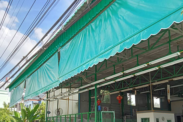 ติดตั้งผ้าใบกันสาด หน้าร้านเก็บสินค้า ราชบุรี