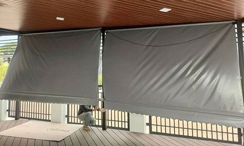 ภาพผลงาน ติดตั้ง ผ้าใบชักรอก